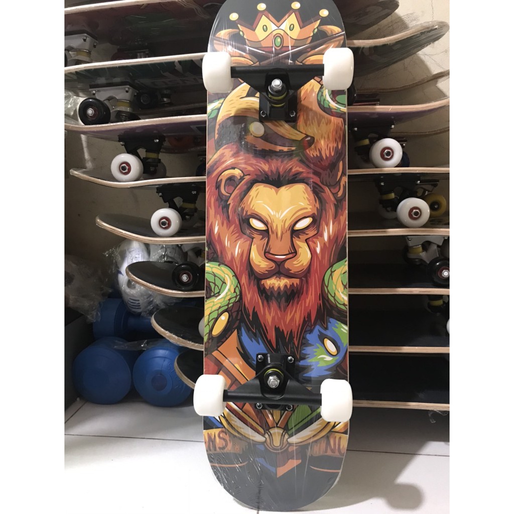 Ván trượt thể thao mặt nhám skateboard gỗ ép 7 lớp chuẩn chất lượng thi đấu, họa tiết đa dạng