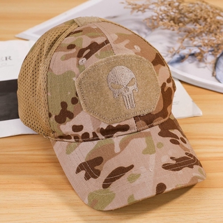 Baseball Cap Operators Hat Airsoft Camo Camouflage Cap w Punisher Patch