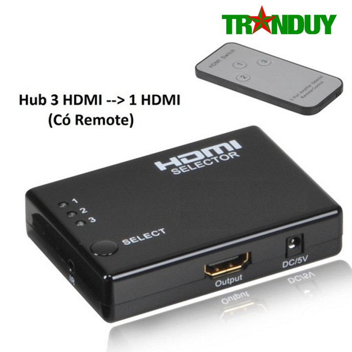 Hub 3 HDMI ra 1 HDMI - có Remote