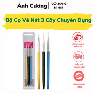 Cọ vẽ ❤️ mi nail ánh cương❤️ bộ cọ vẽ nét 3 cây chuyên dụng vẽ nail, vẽ tranh ad11
