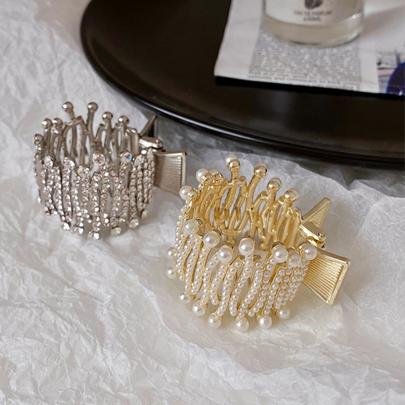 Kẹp Tóc Đuôi Ngựa Cỡ Nhỏ Đính Ngọc Trai Giả Lưng Cao Thời Trang Mùa Hè