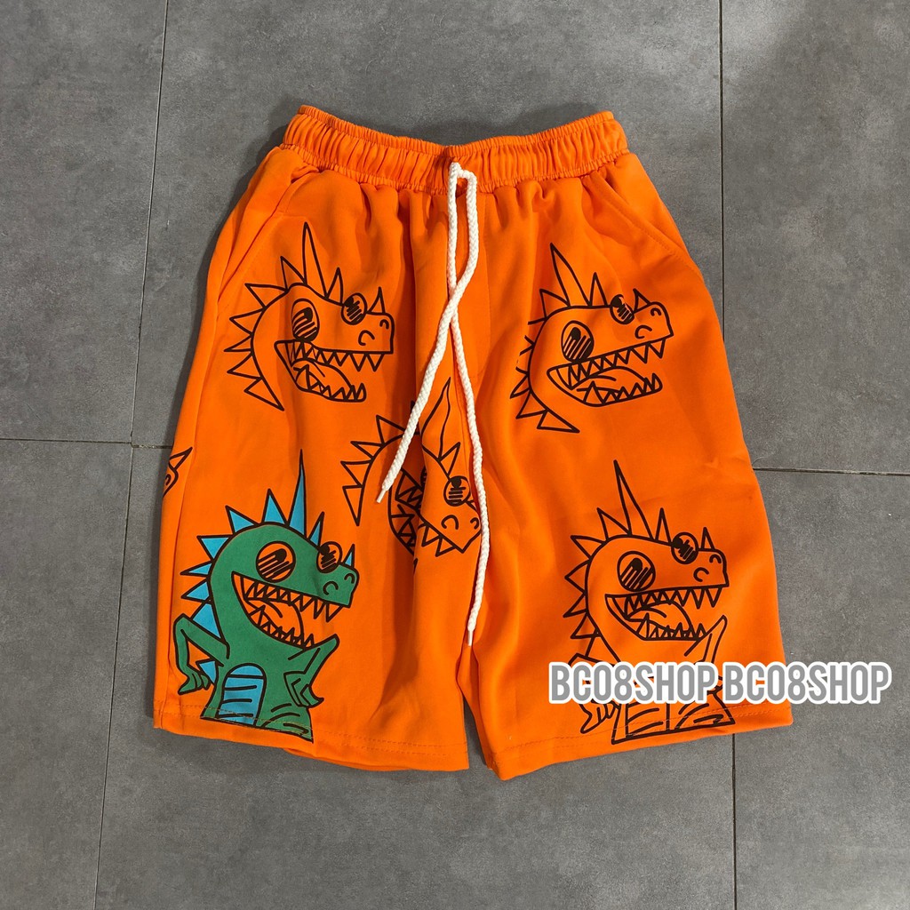 Quần Short Ngố Thun Unisex Mùa Hè Hình Khủng Long Dễ Thương BC327