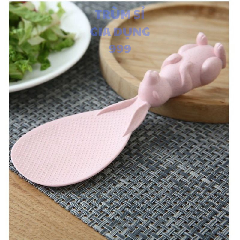 vá xới cơm lúa mạch hình tai thỏ, Thìa Muỗng Vá Xới Cơm Chống Dính Hình Tai Thỏ Xinh