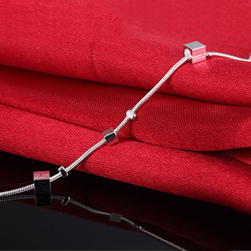 Lắc Chân Nữ Bạc 925 Thiết Kế Nhiều Hình Vuông Đan Xen Nhau Phong Cách Hàn Quốc UMI JL008