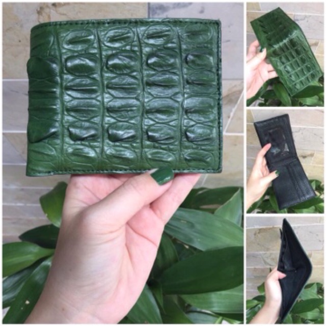 VÍ NAM DA CÁ SẤU 1 MẶT MÀU XANH LÁ - CÁ SẤU GÒ VẤP