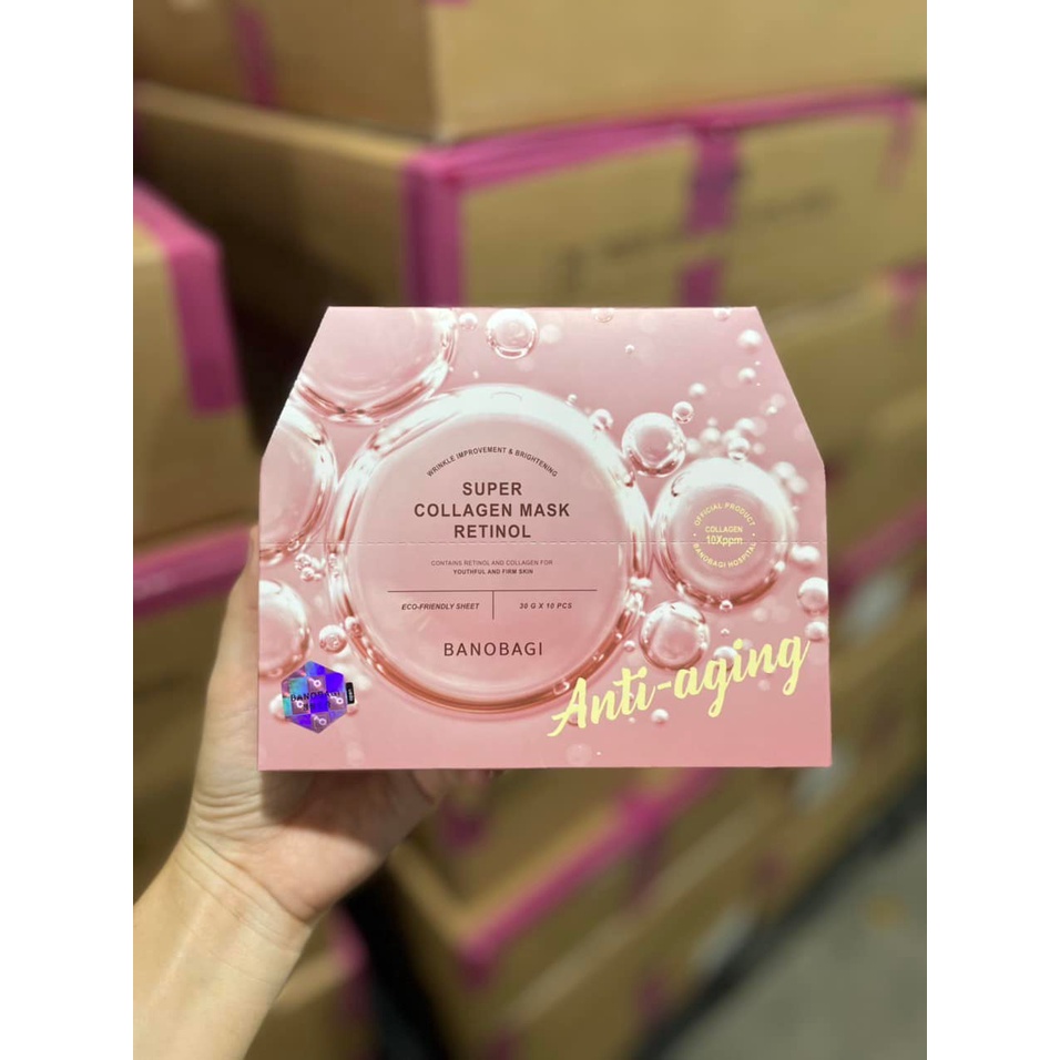Hộp 10 Mặt Nạ Ngừa Lão Hóa Banobagi Super Collagen Mask Retinol Anti-Aging Mask 10x30ml