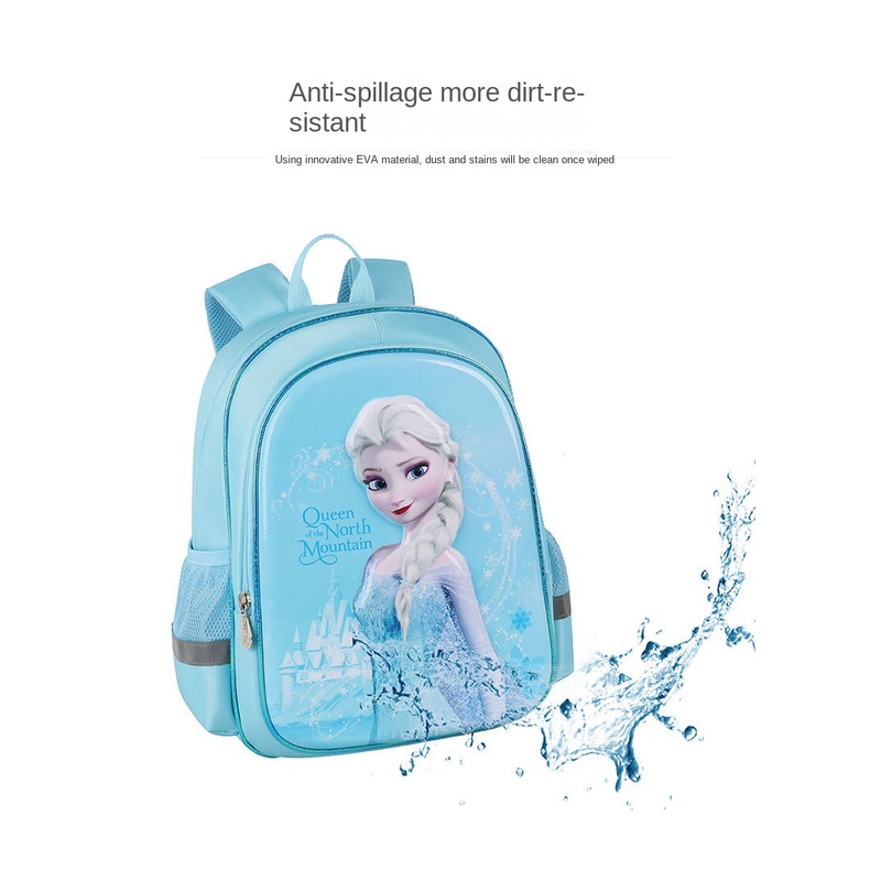 ♛Bộ Ba Lô Đi Học Chống Thấm Nước In Hình Công Chúa Elsa Dành Cho Bé Gái