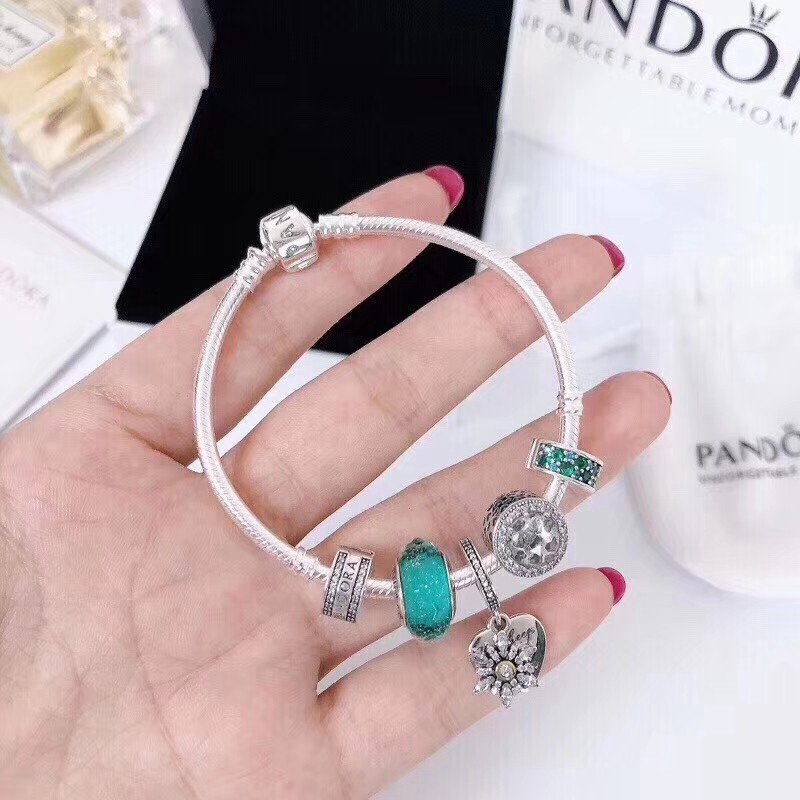 Pandora Vòng Tay Mạ Bạc 925 Hình Hoa Tuyết Màu Xanh Dương 2021 New Assa0215631