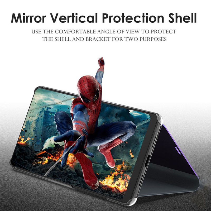 Ốp điện thoại da mặt gương cho OPPO A16 A55 A54 REALME 8 PRO RENO 6 PRO V13 Q3 Q3I A54 A74 A93 F19 C21 C20A