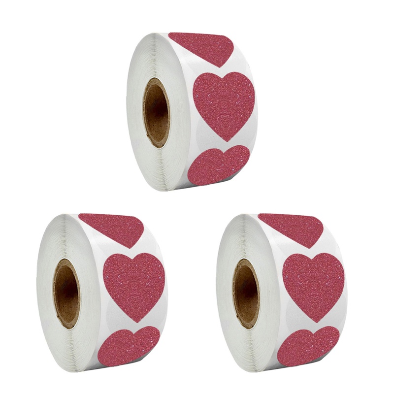 Bộ 3 Cuộn Nhãn Dán Màu Lấp Lánh Trang Trí Hộp Quà Valentine