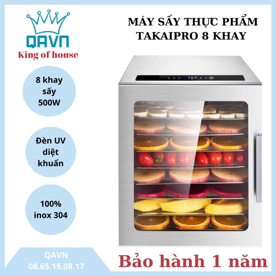 Máy sấy thực phẩm TAKAI PRO có đèn UV diệt khuẩn DBC-08A1 - Công nghệ Nhật Bản - 8 khay sấy