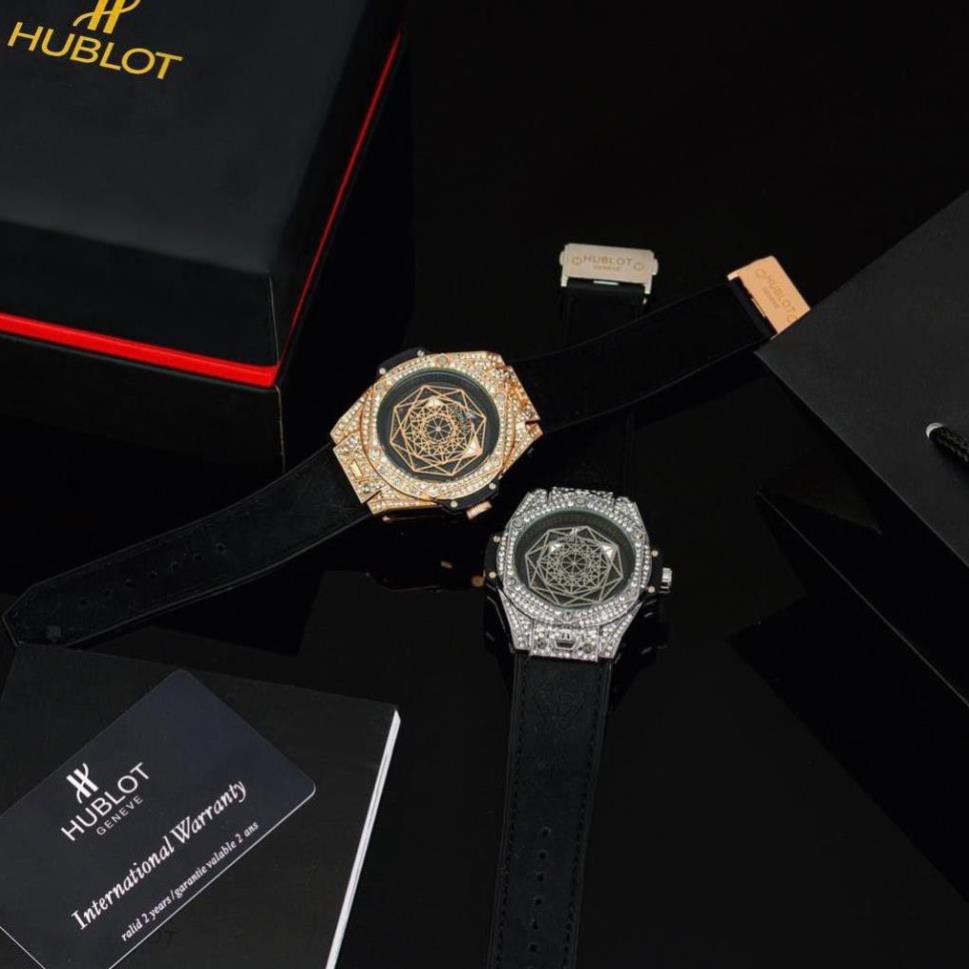 [Tặng box hãng] Đồng hồ nam Hublot cao cấp full đá mặt đa giác DH604