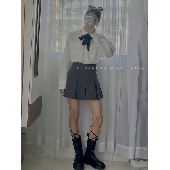 Áo sơ mi oversize tay dài có túi