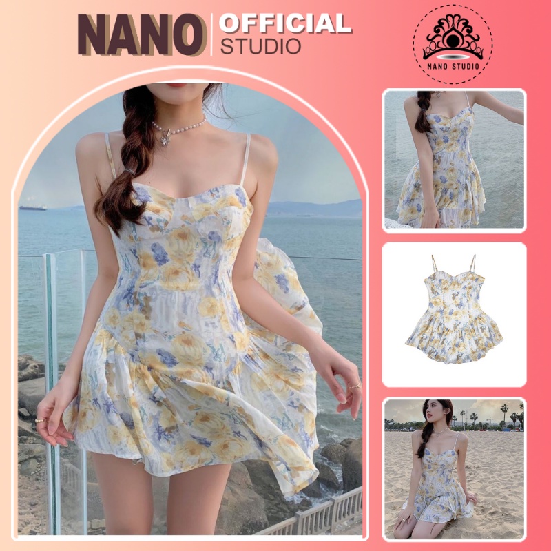 Váy hoa 2 dây🌼NaNo Studio🌼mẫu đầm ngắn không tay ôm eo cạp cao sang chảnh cuốn hút mẫu mới họa tiết hoa | BigBuy360 - bigbuy360.vn