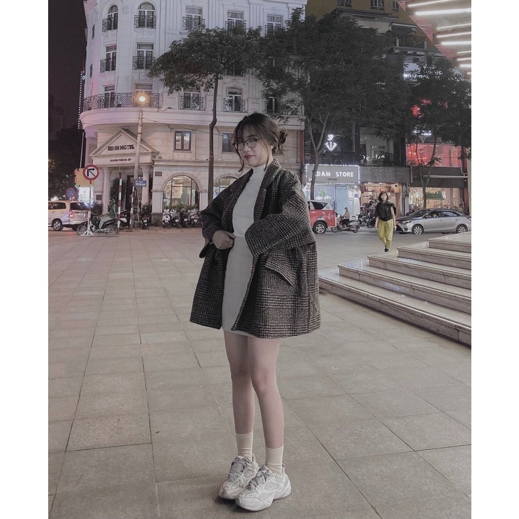 [ẢNH THẬT] ÁO KHOÁC DẠ KẺ CỔ VEST HÀN QUỐC FORM RỘNG NỮ RẺ ĐẸP | BigBuy360 - bigbuy360.vn