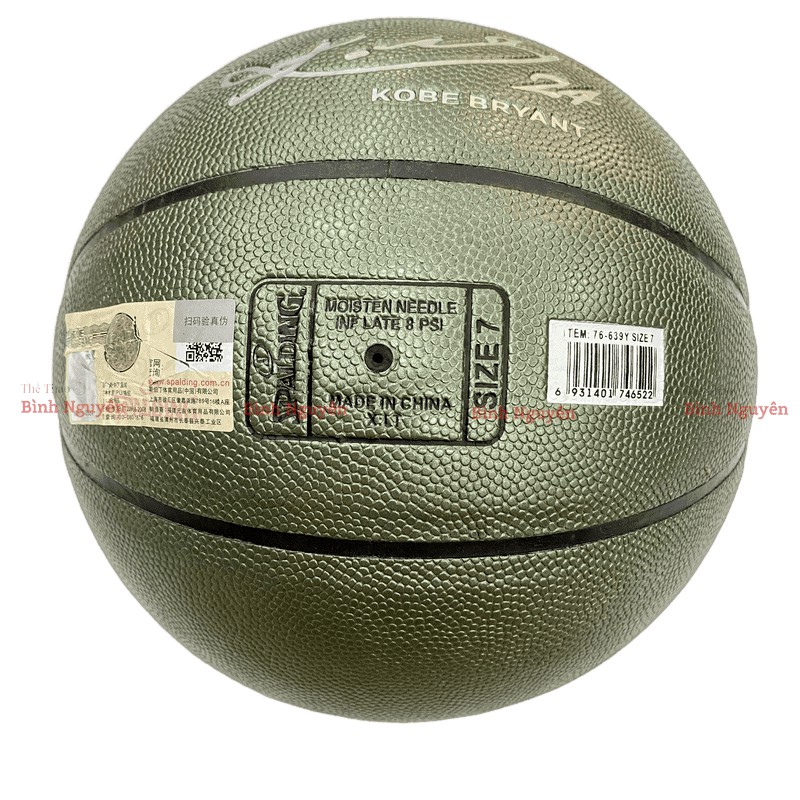 Banh bóng rổ Spalding Kobe Bryant da PU size 7 [TẶNG Bơm+Kim+Túi] Indoor Outdoor đen tím xanh phiên bản kỉ niệm trận đấu