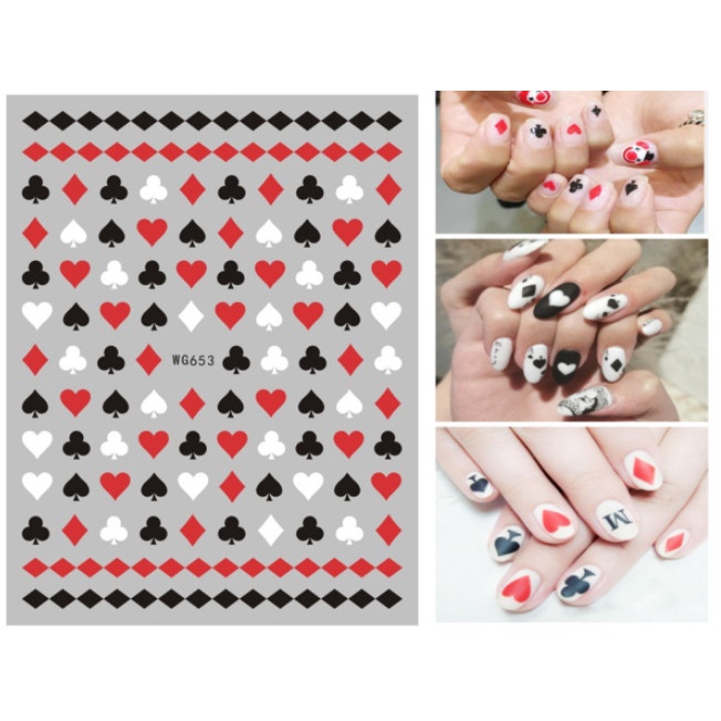 sticker lá bài trang trí nail