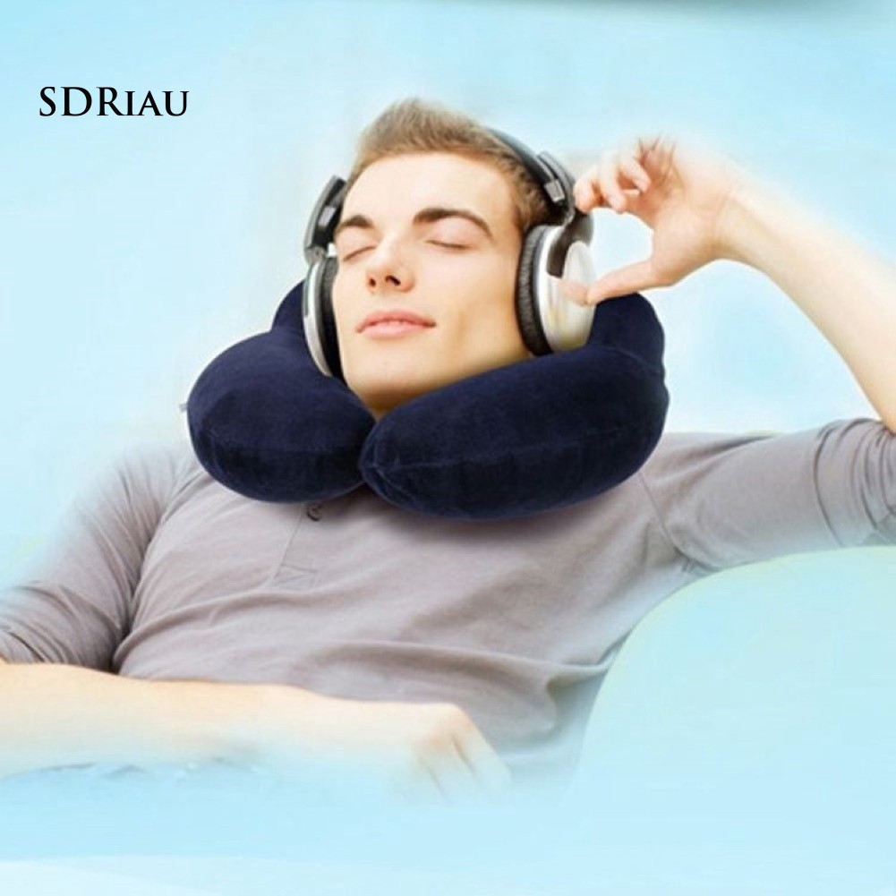Inflatable Car Plane Travel Soft Head Neck Rest U Shape Pillow Sleep Air Cushion