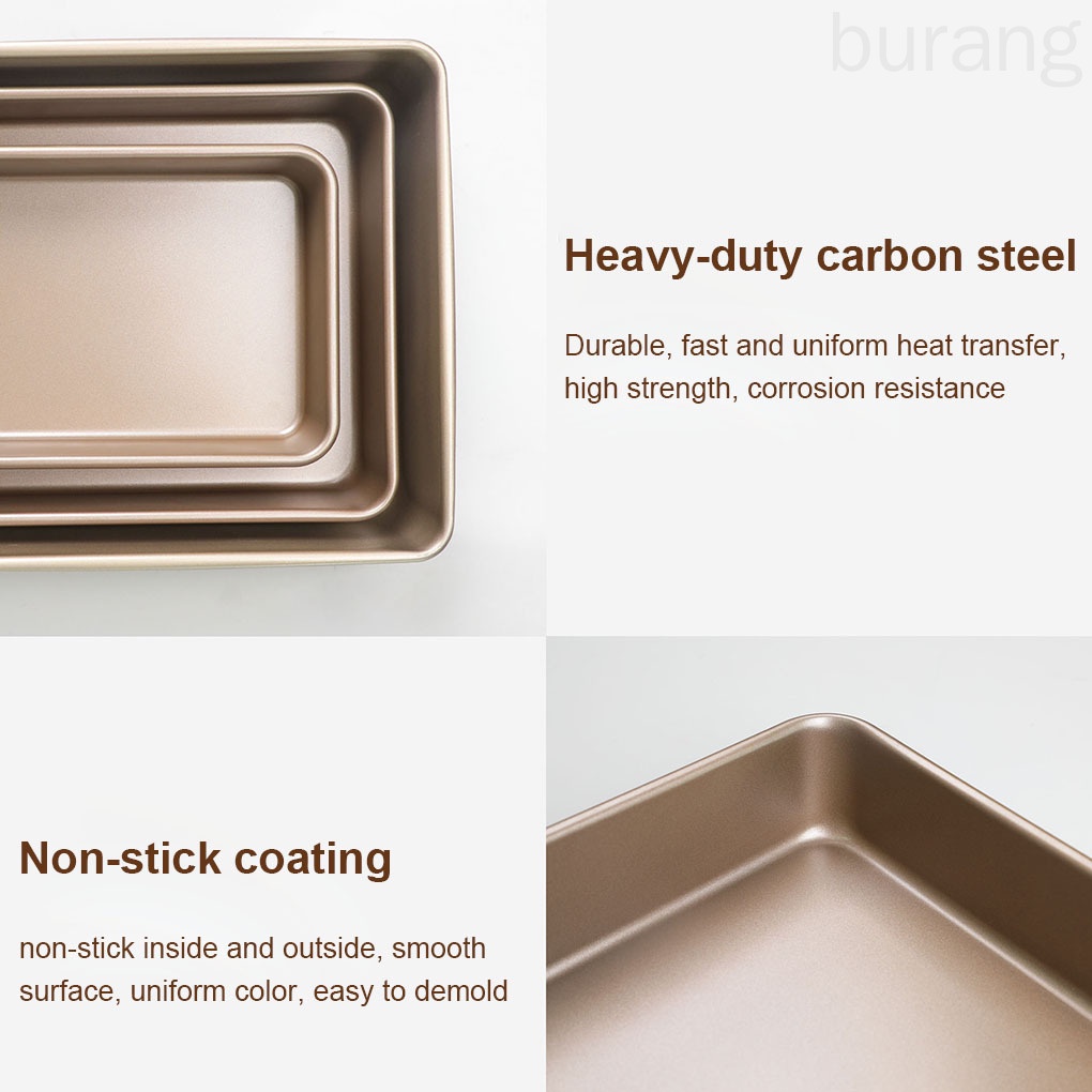 Khay nướng bánh hình chữ nhật bằng thép carbon chống dính tiện dụng cho nhà bếp DIY