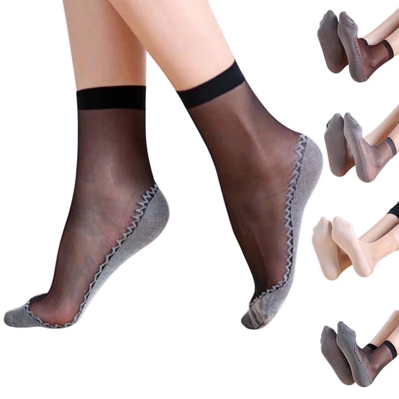 1 Đôi Vớ Ngắn Bằng Lụa Cotton Mềm Mại Chống Trượt Chống Chảy Xệ Thoáng Khí Dành Cho Nữ