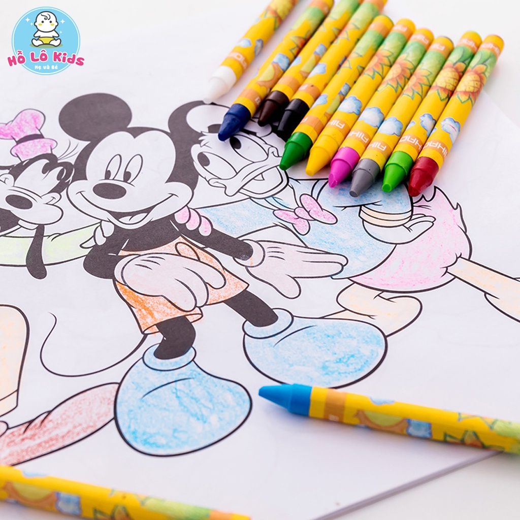 Bút sáp màu cho bé tô vẽ dễ thương 8/12/24 màu không độc hại bẩn tay Hồ Lô Kids