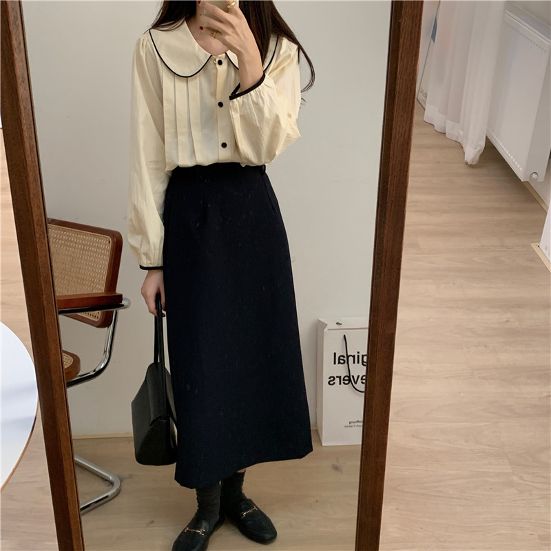 Áo Sơ Mi Nữ Cổ Búp Bê Màu Trơn 39681