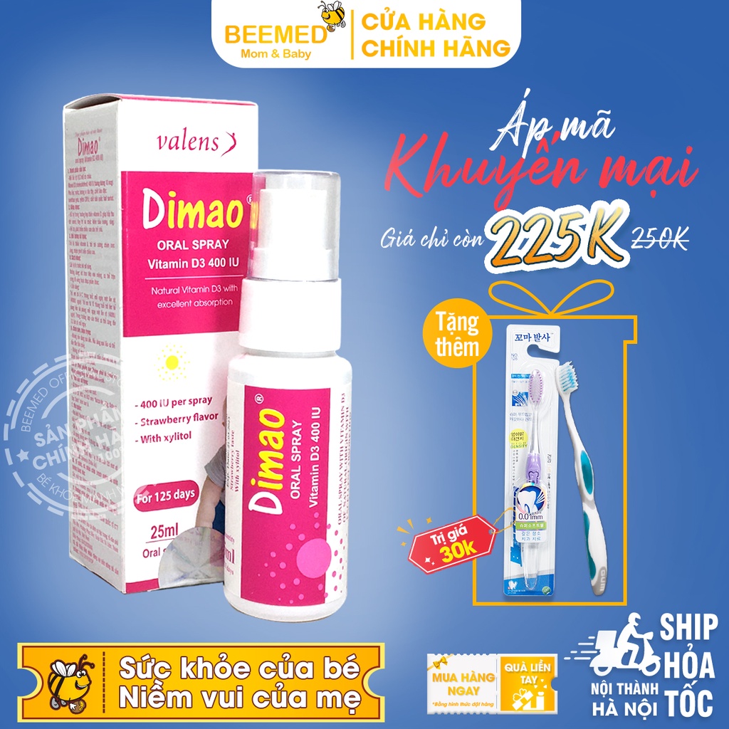 Dimao vitamin D3 - Phát triển chiều cao cho trẻ, hấp thụ canxi Bổ sung vitamin D3 dạng xịt dễ dùng cho bé