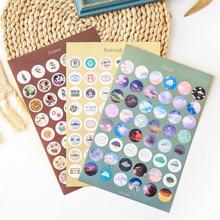 1 tờ sticker hình tròn trang trí Morandi