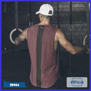 Áo tanktop tập gym nam vạt bầu vq sp084, áo ba lỗ gym thun co dãn 4 chiều - gym trex