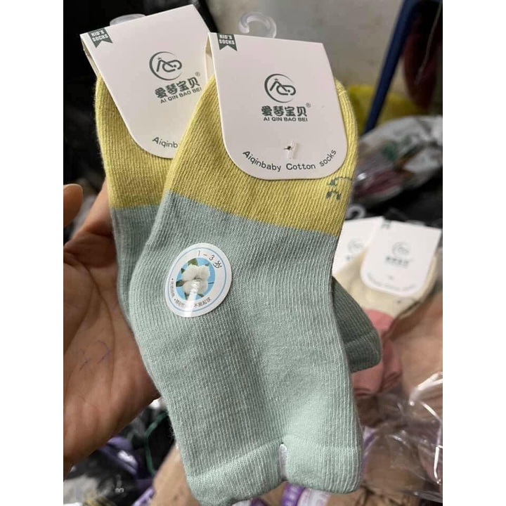 Sét 5 đôi tất mùa đông chất cotton mềm mịn dày dặn, không bai xù, cổ cao siêu ấm, cho bé từ 0-6 tuổi