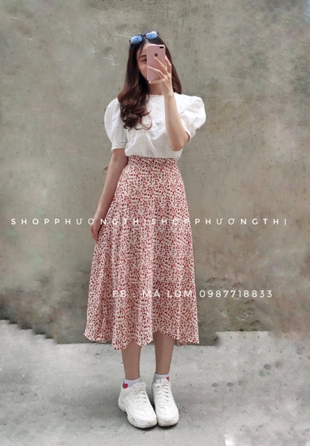 Chân váy hoa nhí vintage chun sau (hình shop tự chụp/ sẵn) | BigBuy360 - bigbuy360.vn