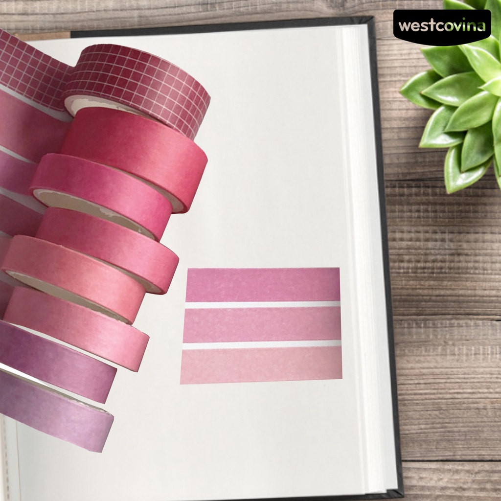 [Hot]✍Set 8 Cuộn Băng Dính Washi Màu Trơn Trang Trí Sổ Lưu Niệm Cho Học Sinh