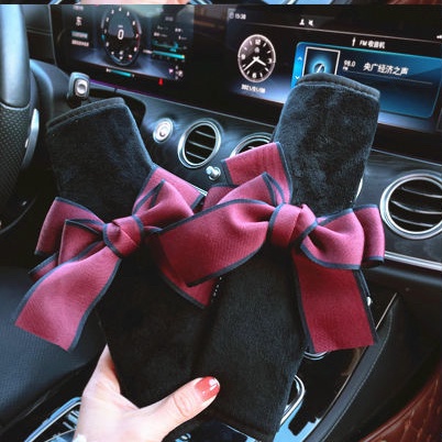 1 Cặp Đệm Bọc Dây Đai An Toàn Xe Hơi Bằng Vải Bông Mềm Mại Đính Nơ Dễ Thương Thông Dụng