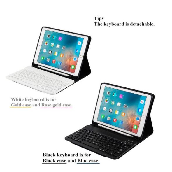 Bao da bàn phím Bluetooth rời cho iPad Gen 7, Gen 8 10.2 2020/19, Air 1 2 Pro 9.7 2017/18 Smart Keyboard Case