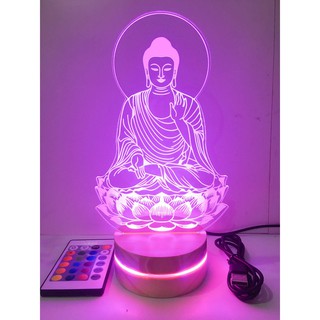 Đèn mica khắc hình phật thích ca cao 20cm