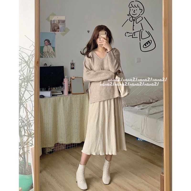 Chân váy nhung tăm trơn - hàng QC mã 1546 | BigBuy360 - bigbuy360.vn