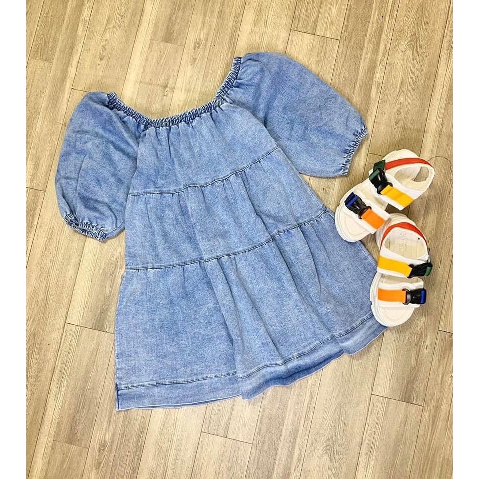 Đầm jeans form babydoll bầu bí bon chen ok luôn ạ ( 3sp bất kì giá sỉ )