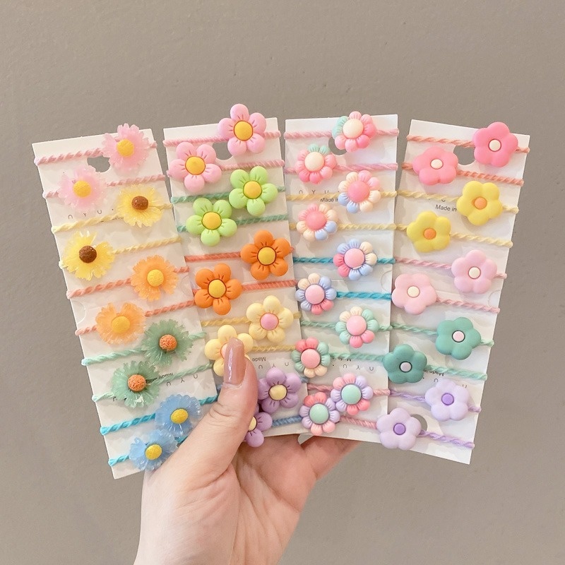 Bộ 10 Dây Cột Tóc Họa Tiết Hoạt Hình Kiểu Hàn Quốc Dễ Thương Cho Bé