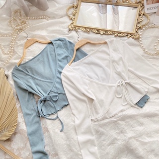 Áo croptop kiểu cột eo, Áo thun gân cột eo kiểu kimono