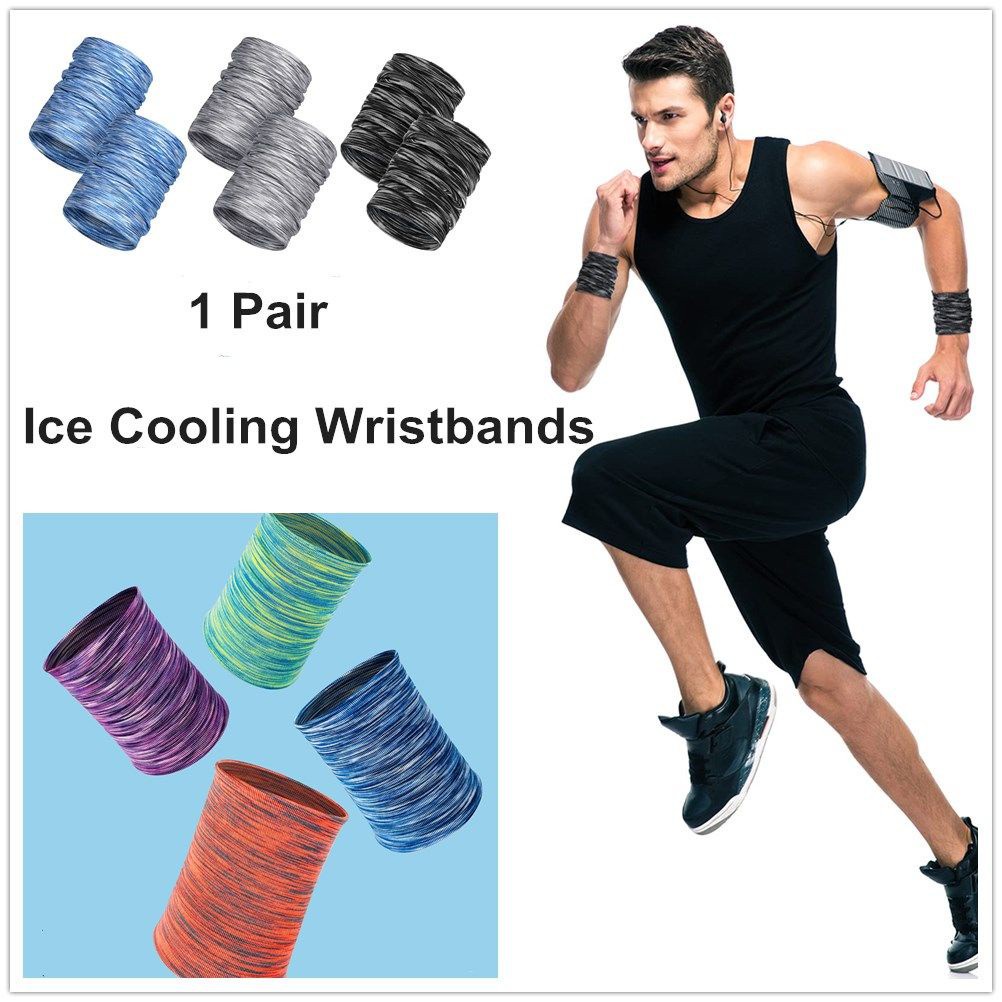 DAPHNE 1 Pair Gym Yoga Sports Cooling Wristbands Unisex Wrist Support Sweatband Exercise Men Women Athletic Non Slip Ice Cooling/Multicolor