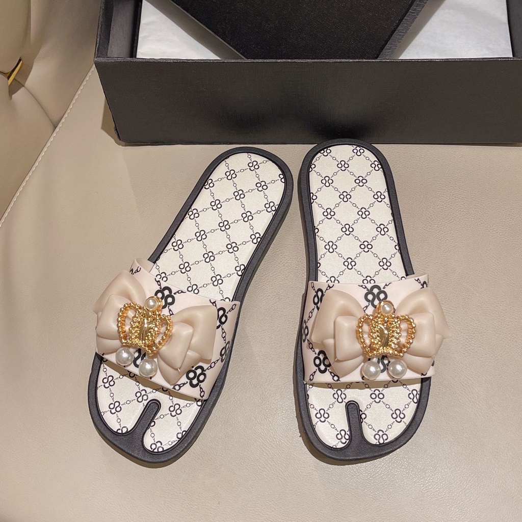 Dép Nữ Thời Trang 2022 Đế Bệt Đính Nơ Kiểu Dáng Sang Trọng