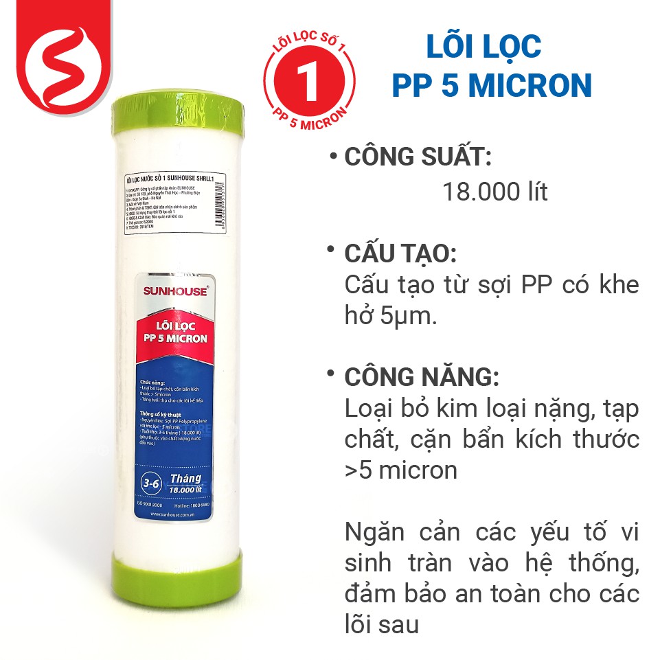 LÕI LỌC NƯỚC SỐ 1 SUNHOUSE SHRLL1 [CHÍNH HÃNG] | BigBuy360 - bigbuy360.vn