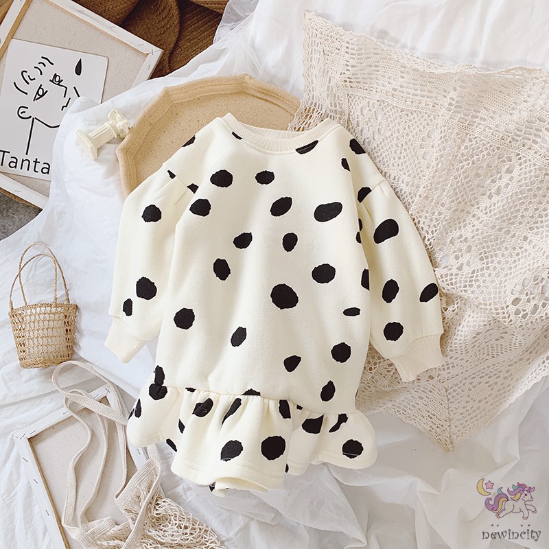 Đầm Sweater Chất Liệu Lông Cừu Tay Dài Kiểu Hàn Quốc Thời Trang Mùa Thu Cho Bé Gái