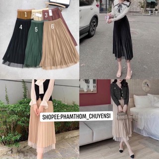 Chân váy dập ly xếp ly 2 lớp mặc được 2 kiểu