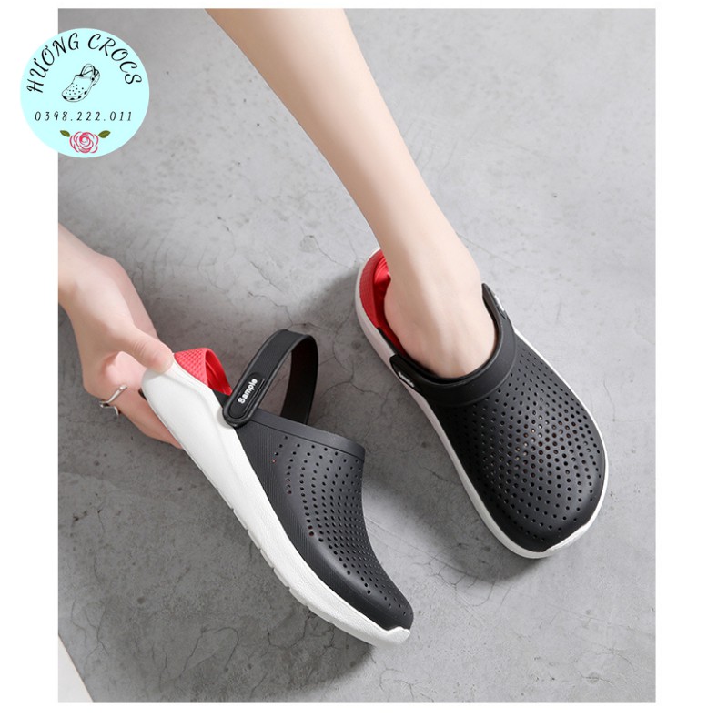 Sục cross, dép sục Literide màu đen lót đế đỏ cực nhẹ mềm êm cho nam nữ