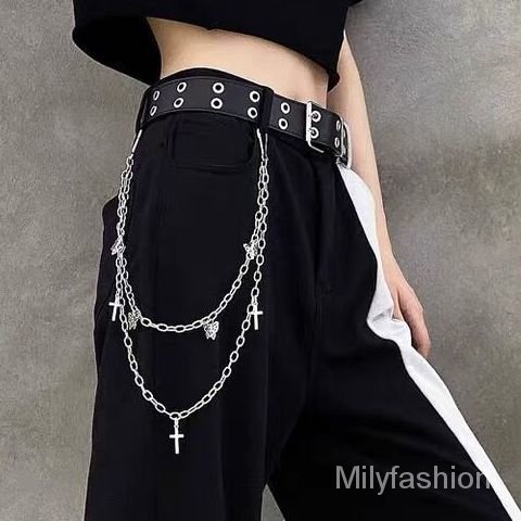 Punk Belt + Cross Butterfly Decorative Chain -Style jk  UuAK