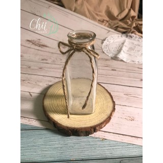 Bình hoa trang trí - Lọ hoa thủy tinh thắt nơ dây thừng cắm hoa decor đẹp Hà Nội Chiiflower LTT1