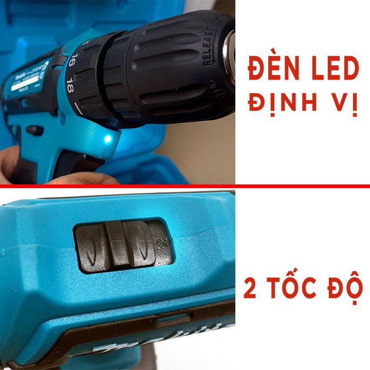 Máy Khoan Pin makita 36v 3 Chức Năng Tặng kèm bộ phụ kiện 24 chi tiết