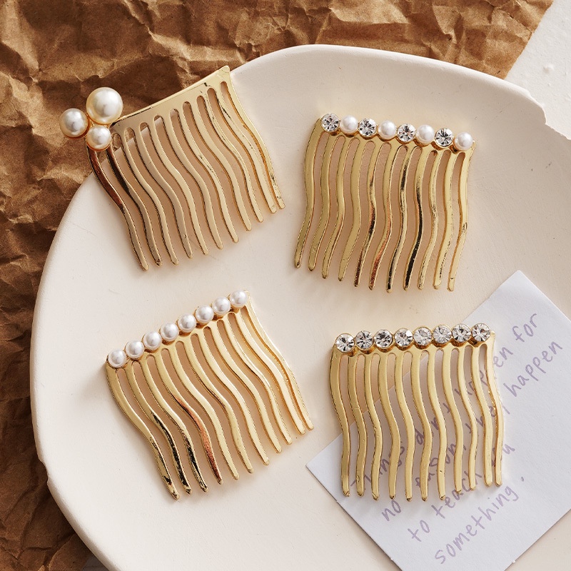 Lược Cài Tóc Đính Ngọc Trai Nhân Tạo Thiết Kế Đơn Giản Phong Cách Hàn Quốc