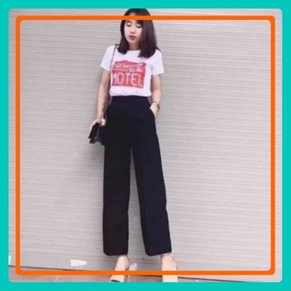 Quần suông ống rộng, Quần tây nữ ống suông cạp cao khóa trước chất liệu trượt cao cấp sang chảnh